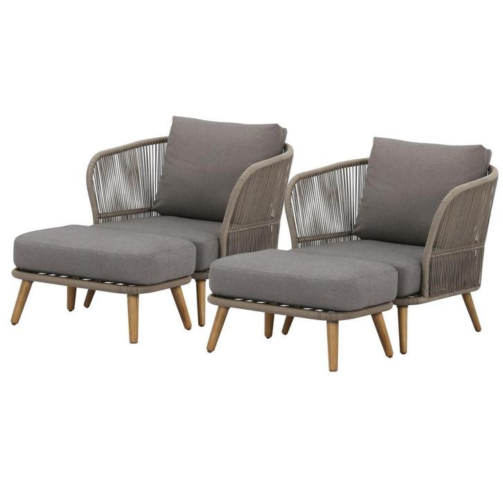 Volterra lounge balkonset 4 delig licht bruin wicker, Tuin en Terras, Tuinsets en Loungesets, Nieuw, Ophalen of Verzenden