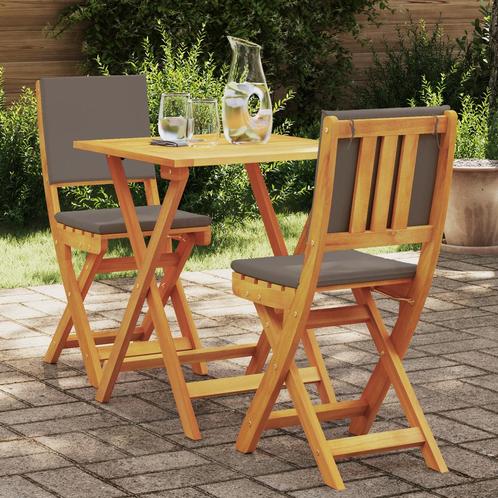 vidaXL 3-delige opvouwbare bistroset met kussens, van, Tuin en Terras, Tuinsets en Loungesets, Nieuw, Verzenden