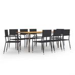 vidaXL 9-delige Tuinset poly rattan zwart, Nieuw, 8 zitplaatsen, Tuinset, Verzenden