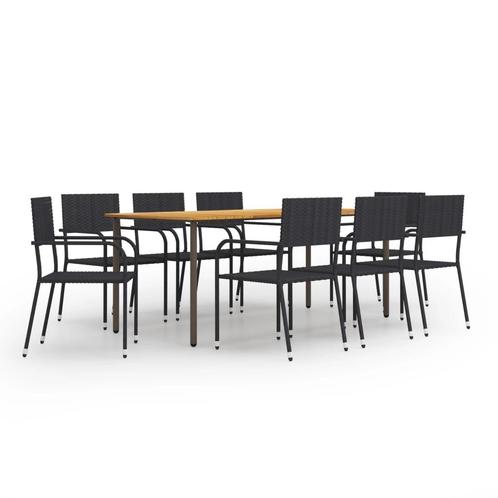 vidaXL 9-delige Tuinset poly rattan zwart, Tuin en Terras, Tuinsets en Loungesets, Tuinset, Nieuw, 8 zitplaatsen, Rotan, Verzenden