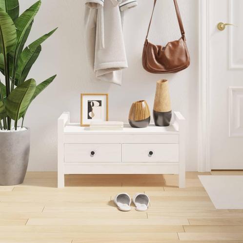 vidaXL Halbankje 80x40x43 cm massief grenenhout wit, Huis en Inrichting, Banken | Voetenbanken en Poefen, Nieuw, Verzenden