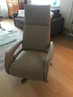 Leren relaxstoel met desgin armleuning - bruin leer, Ophalen of Verzenden, Nieuw, Leer