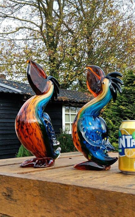 sculptuur, pelikaan set van 2 in murano stijl - 26 cm -, Antiek en Kunst, Kunst | Designobjecten