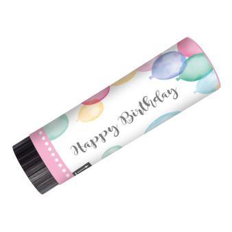 2 Party Popper Happy Birthday Pastel Plastic / Paper 15 cm, Hobby en Vrije tijd, Feestartikelen, Ophalen of Verzenden