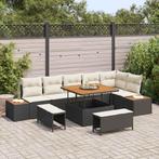 vidaXL Tuin Sofa Set met kussen 9 pcs Zwart Poly riet, Tuin en Terras, Verzenden, Nieuw, Rotan