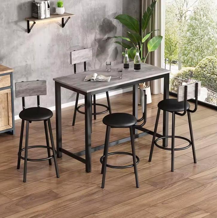 Eettafel en Stoel Set – Bartafel en Stoelset Hout en Metaal, Huis en Inrichting, Complete eetkamers, Minder dan 4 stoelen, Nieuw
