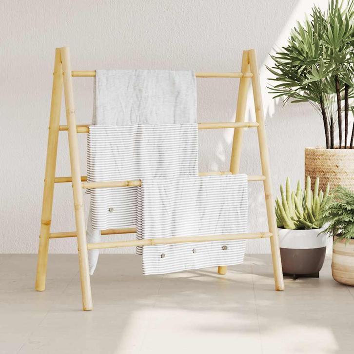 vidaXL Handdoekladder met 4 sporten 90x50x100 cm bamboe, Huis en Inrichting, Badkamer | Badtextiel en Accessoires, Bruin, Nieuw