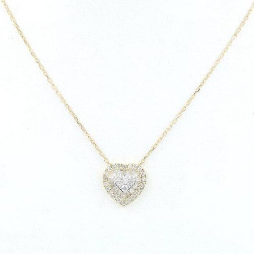 Halsketting - 14 karaat Geel goud -  0.51ct. tw. Diamant, Sieraden, Tassen en Uiterlijk, Antieke sieraden