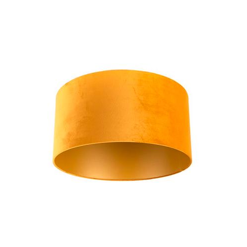 Velours lampenkap geel 50/50/25 met gouden binnenkant, Huis en Inrichting, Lampen | Lampenkappen, Minder dan 25 cm, Overige vormen