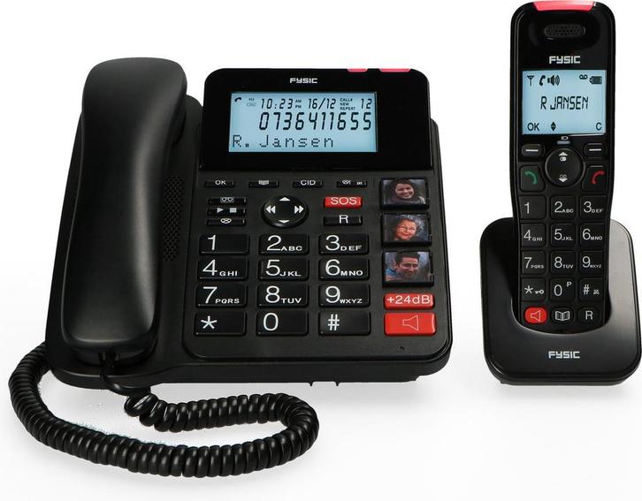 Fysic FX-8025 Bureautelefoon + Dect handpost - met SOS knop,, Witgoed en Apparatuur, Overige Witgoed en Apparatuur, Nieuw, Verzenden