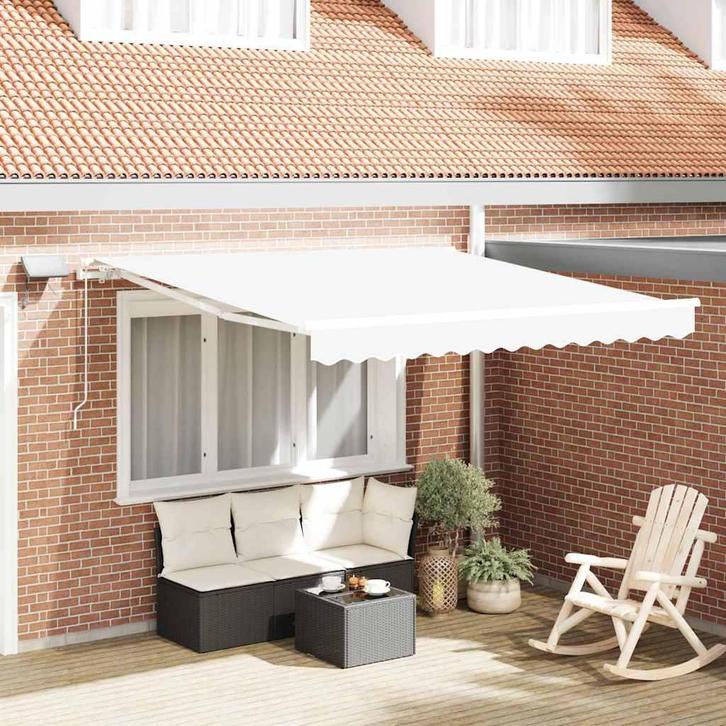 vidaXL Inklapbaar Zonnescherm met Wit 300 x 250 cm Stof, Tuin en Terras, Zonneschermen, Nieuw, Verzenden