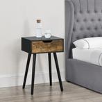 Bijzettafel nachtkastje met lade 60x40x29,5 zwart houtkleuri, Huis en Inrichting, Tafels | Bijzettafels, Verzenden, Nieuw