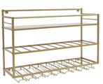 Wand Wijnrek Industrieel – 3-Lagen Flessenrek met Glashouder, Huis en Inrichting, Kasten | Wandmeubels, Verzenden, Nieuw