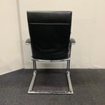 ahrend 350 Design vergaderstoel met hoge rug en slede frame,, Gebruikt, Zwart, Leer, Ophalen of Verzenden