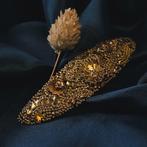 Antieke gouden broche met floraal design (sierlijk, hanger), Sieraden, Tassen en Uiterlijk, Broches, Ophalen of Verzenden, Gebruikt