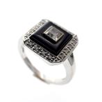 18 Krt. Witgouden ring met cluster van edelstenen (zirconia), Sieraden, Tassen en Uiterlijk, Ringen, Gebruikt, Overige kleuren