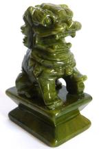 Handgesneden Serpentijn Leeuwenpaar - 9 x 6 cm- 638 g