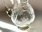 Antique Bohemian Engraved Clear Glass Jug - Kom - Jug -, Antiek en Kunst, Antiek | Glas en Kristal