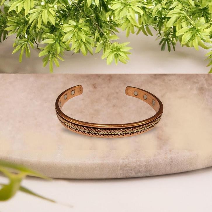 Koperen gezondheids-klemarmband met 6 magneten, Sieraden, Tassen en Uiterlijk, Armbanden, Ophalen of Verzenden