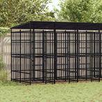 vidaXL Hondenkennel met dak 11,06 m² staal, Verzenden, Nieuw