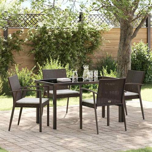vidaXL Tuin Eetset 5 pcs Bruin Poly riet, Tuin en Terras, Tuinsets en Loungesets, Nieuw, Rotan, Verzenden