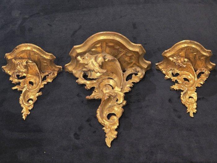 Wandrek (3) - Verguld hout - Twee antieke planken, in, Antiek en Kunst, Antiek | Meubels | Stoelen en Banken