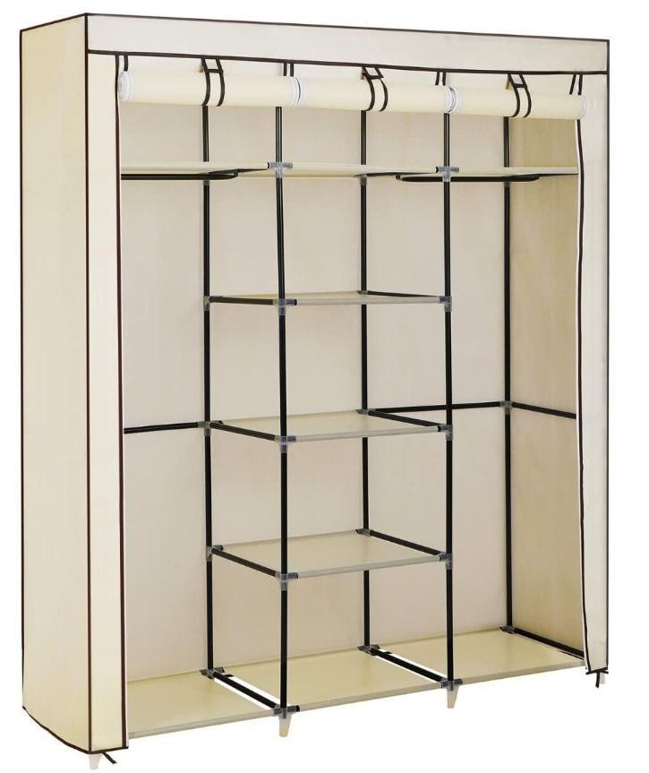 Hoppa! RYG12M Garderobekast  Wit  Stof van 39 voor 19, Huis en Inrichting, Kasten | Kledingkasten, 25 tot 50 cm, Met hangruimte