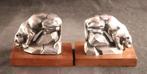 Paar Art Deco - Boekensteunen - Metaal, Hout - Drinkende, Antiek en Kunst, Kunst | Designobjecten