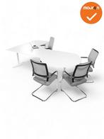 Hoekbureau Tube met vergaderstuk - wit onderstel - afmeting, Vergader- of Presentatieruimte, Ophalen of Verzenden, Gebruikt, Bureau