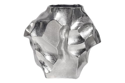 Vaas LIQUID 25cm hammer hamerslag effect silver - 44879, Huis en Inrichting, Woonaccessoires | Vazen, Ophalen of Verzenden