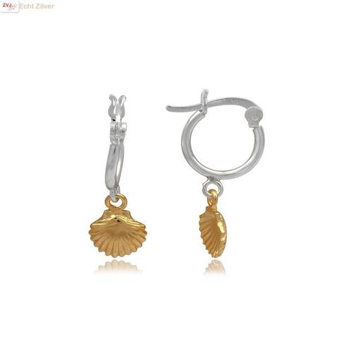 925 zilveren oorringen met een verguld schelp hangertje, Sieraden, Tassen en Uiterlijk, Oorbellen, Nieuw, Verzenden
