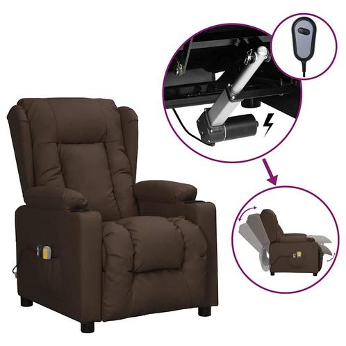 vidaXL Massagestoel elektrisch kunstleer bruin, Sport en Fitness, Massageproducten, Nieuw, Verzenden