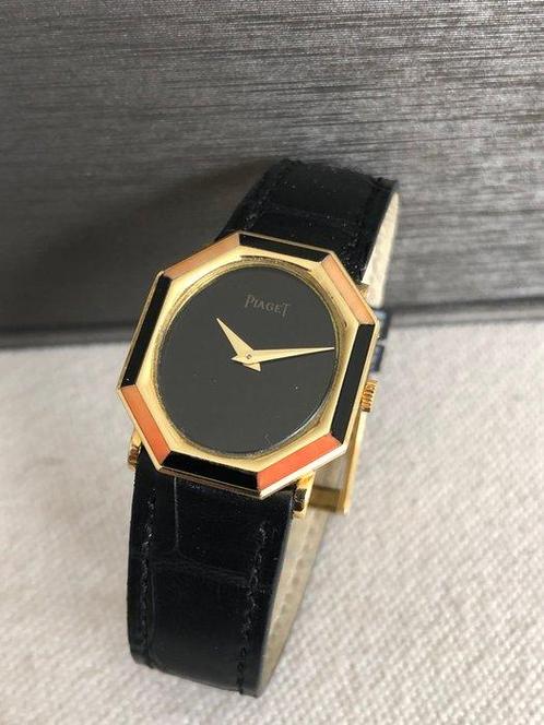 Piaget - Ultrathin Octogonal black dial & coral / gold two, Sieraden, Tassen en Uiterlijk, Horloges | Heren