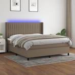 vidaXL Boxspring met matras en LED stof taupe 180x200 cm, Huis en Inrichting, Slaapkamer | Bedden, Eenpersoons, Verzenden, Nieuw