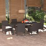 vidaXL 7-delige Tuinset met kussens poly rattan bruin, Tuin en Terras, Tuinsets en Loungesets, 6 zitplaatsen, Nieuw, Tuinset, Verzenden