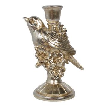 Kaarsenhouder 1 vogel met bloem hars zilver 13,6x9,6x20cm beschikbaar voor biedingen