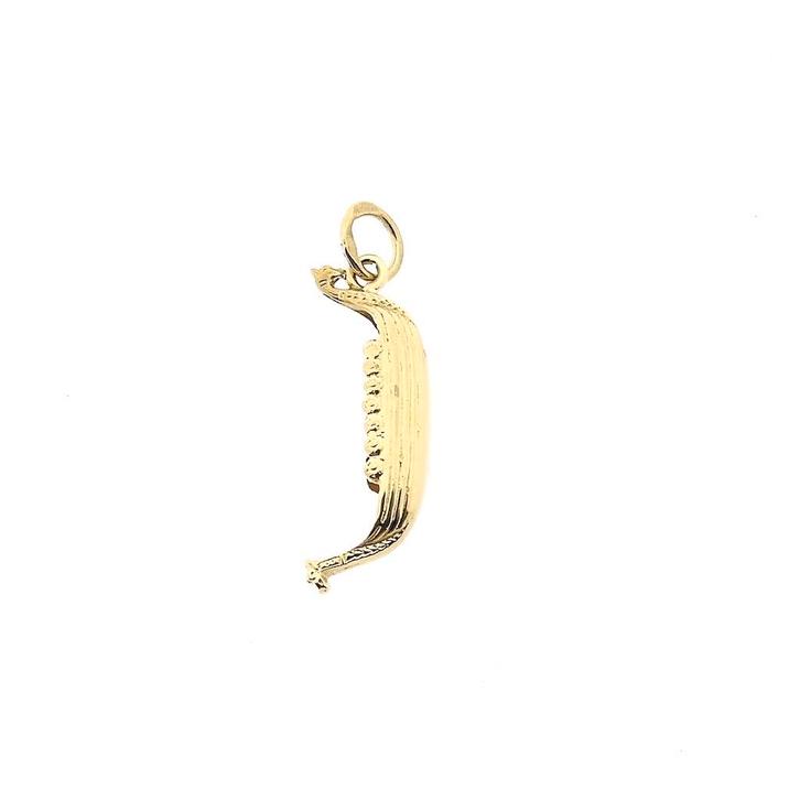 Gouden hanger van een Vikingboot (ketting hanger, geelgoud), Sieraden, Tassen en Uiterlijk, Bedels, Gebruikt, Overige merken, Goud
