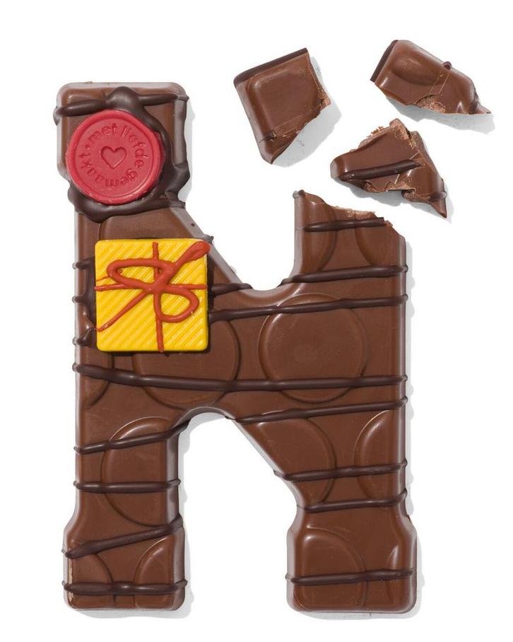 HEMA Handgedecoreerde chocoladeletter melk N 180g, Diversen, Sinterklaas, Nieuw, Verzenden
