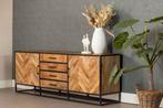 Dressoir Mangohout Gwenn 210 cm, Huis en Inrichting, Kasten | Dressoirs, Verzenden, Nieuw, 200 cm of meer, Industriële meubels