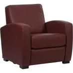 Leren fauteuil Kindly - Toledo Leer Bordeaux - Hout bruin, Nieuw, Ophalen of Verzenden, 75 tot 100 cm, Modern