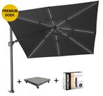 Challenger T2 glow premium parasol 300x300 cm antraciet, Tuin en Terras, Parasols, Ophalen of Verzenden, Nieuw