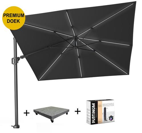 Challenger T2 glow premium parasol 300x300 cm antraciet, Tuin en Terras, Parasols, Nieuw, Ophalen of Verzenden