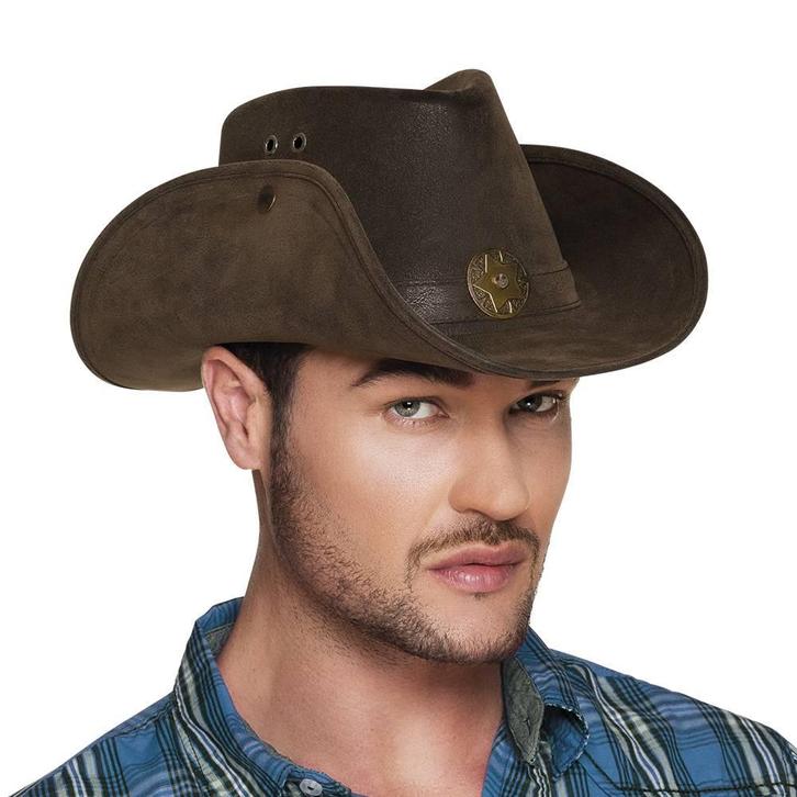 Hoed Nevada lederlook, Hobby en Vrije tijd, Feestartikelen, Nieuw, Ophalen of Verzenden