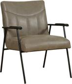 Direct meenemen | Grijze leren retro fauteuil | grijs leer |, Nieuw, Ophalen of Verzenden, Industrieel, 50 tot 75 cm