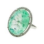 Ring Platina - 15.52ct. tw. Smaragd - Diamant - IGI -, Nieuw