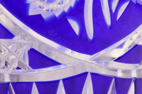 Meissen - Vaas - Kristal - Blauwe geslepen kristal - Bloem, Antiek en Kunst, Antiek | Glas en Kristal
