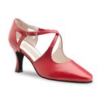 Ines dansschoenen voor Dames met Kruisbandjes - Rood Leer, Verzenden, Nieuw