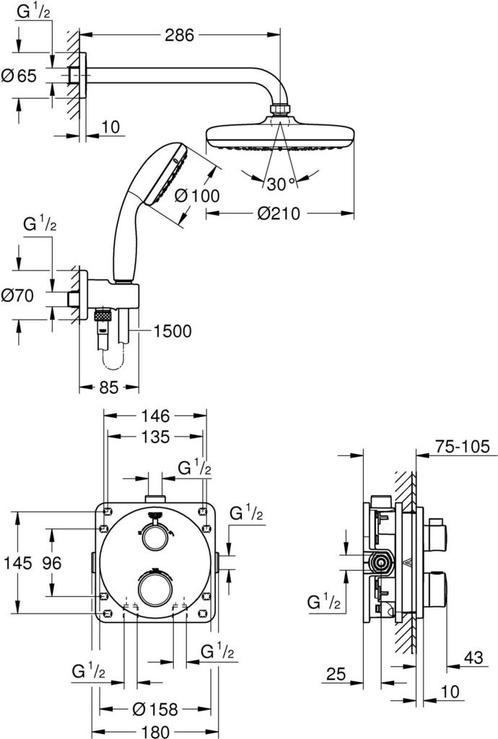 Grohe Inbouw regendouche van €1181.00 voor €514.94, Doe-het-zelf en Verbouw, Sanitair, Kraan, Nieuw, Ophalen of Verzenden