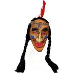 Indianen masker met vlechtjes, Verzenden, Nieuw, Feestartikel