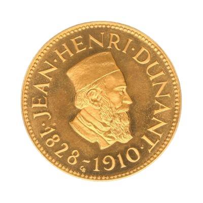 Gouden munt Henri Dunant 100 jaar Rode Kruis, Postzegels en Munten, Edelmetalen en Baren, Ophalen of Verzenden